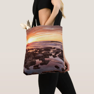 Bolsa Tote Pôr do Sol Sobre Piscinas de Maré