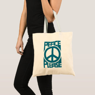 Bolsa Tote Por Favor Paz Letra Azul