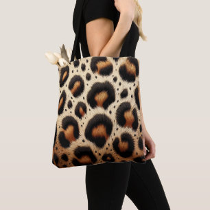 Bolsa Tote Porcas de Peles de Leopardo bege e preto
