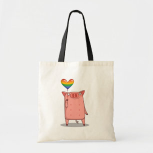 Bolsa Tote Porco Com Balão Arco-Íris