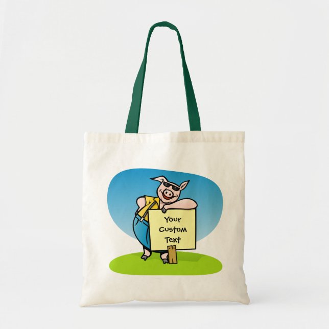Bolsa Tote Porco com placa grande de toalha (Frente)