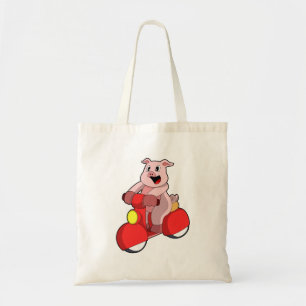 Bolsa Tote Porco como Biker com Patinete
