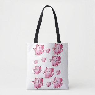 Bolsa Tote porco rosa com saco