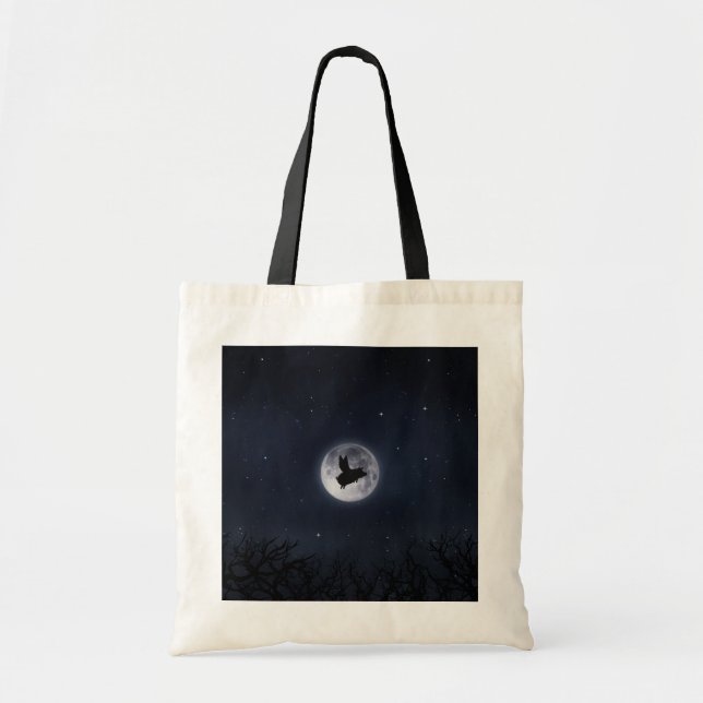 Bolsa Tote Porco Voador Noturno Em Toda A Lua (Frente)