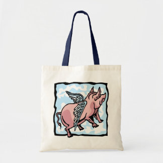 Bolsa Tote Porco voando nas nuvens