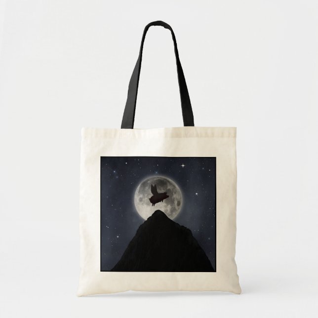 Bolsa Tote Porco voando pela lua cheia (Frente)