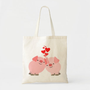 Bolsa Tote Porcos bonitos dos desenhos animados no saco do