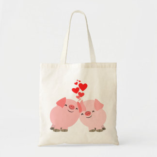 Bolsa Tote Porcos bonitos dos desenhos animados no saco do