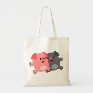 Bolsa Tote Porcos de desenho, brancos e pretos