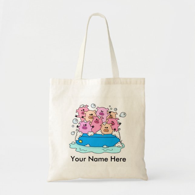 Bolsa Tote Porcos Felizes - Tote Bag Personalizável (Frente)