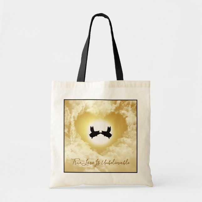 Bolsa Tote Porcos Voadores Beijando O Verdadeiro Amor É Inacr (Frente)