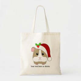 Bolsa Tote Porquinho-da-índia de Natal com um chapéu de Papai