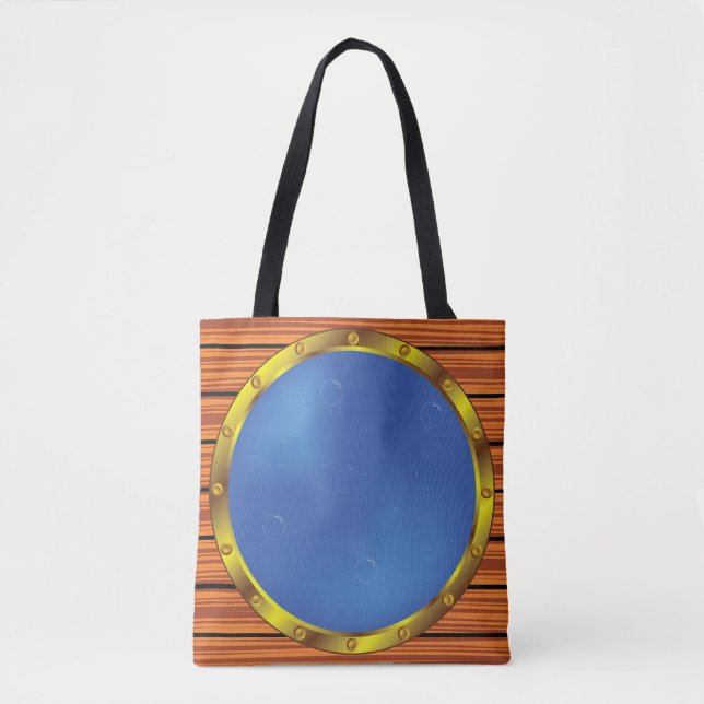Bolsa Tote Porta de Navio Náutico com Água Azul (Frente)