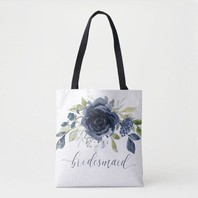 Bolsa Tote Porta-Festa de casamento Marinho Azul-Prata (Frente)