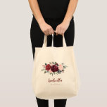 Bolsa Tote Porta-vozes florais de cor-de-água borrada persona<br><div class="desc">Flórida botânica pintada a aquarela em vermelho-burlu,  cor rosa-pincel e azul-marinho,  moderna e elegante,  pontes personalizadas do excelente</div>