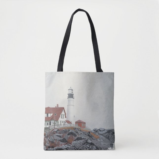 Bolsa Tote Portland Head Light in Fog (Frente)