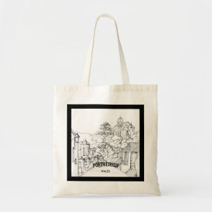 Bolsa Tote Portmeirion North Wales, Caneta e desenho de tinta