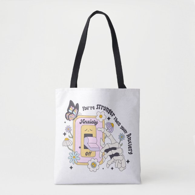 Bolsa Tote Positividade da Ansiedade RetroDesign (Frente)