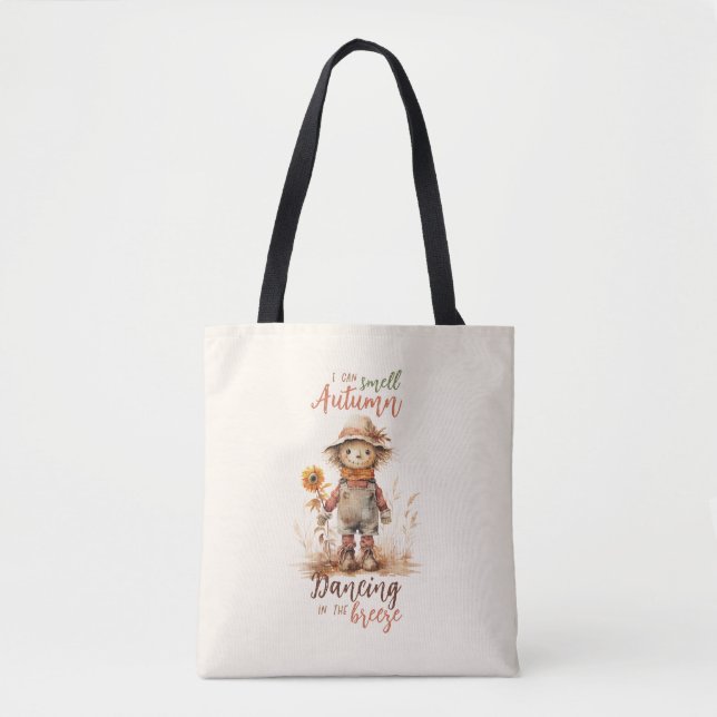 Bolsa Tote Posso Cheirar outono - Espantalho Russo e Girassol (Frente)