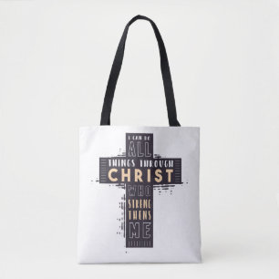 Bolsa Tote Posso Fazer Tudo Através De Jesus Cristo Que Estr