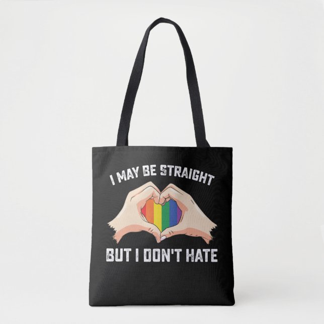 Bolsa Tote Posso ser Hetero, mas não odeio lésbica Gay (Frente)