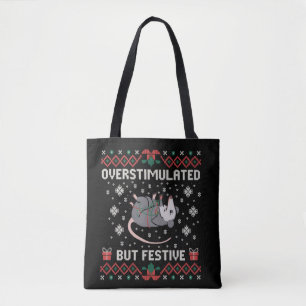 Bolsa Tote Possum de Natal Festivo Mas Superexcitado Engraçad