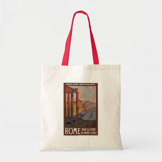 Bolsa Tote Poster das viagens vintage de "Roma" (Frente)