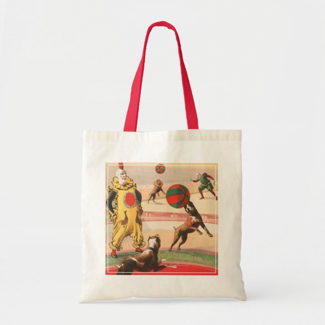 Bolsa Tote Poster de Circo Mostrando Palhaços Com Cães Execut (Frente)