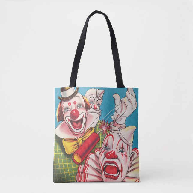 Bolsa Tote Poster de Circo Mostrando Rostos De Palhaço E Cach (Frente)