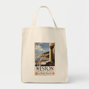 Bolsa Tote Poster de negligência da estrada de ferro da cost