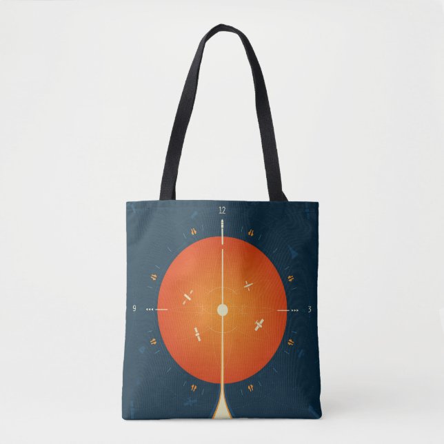 Bolsa Tote Poster de relógio atômico de espaço profundo, vers (Frente)
