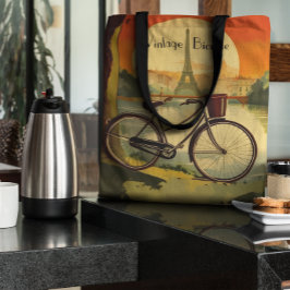 Bolsa Tote Poster de viagens de bicicleta, personalizável em 