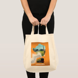 Bolsa Tote Poster de viagens ilustrado mapa de Zimbabwe
