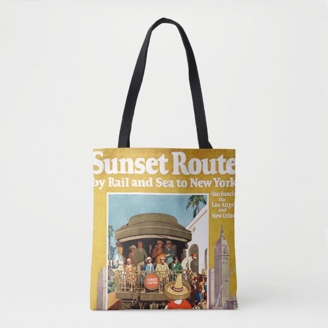 Bolsa Tote Poster de viagens Por Via Ferroviária E Marítima (Frente)