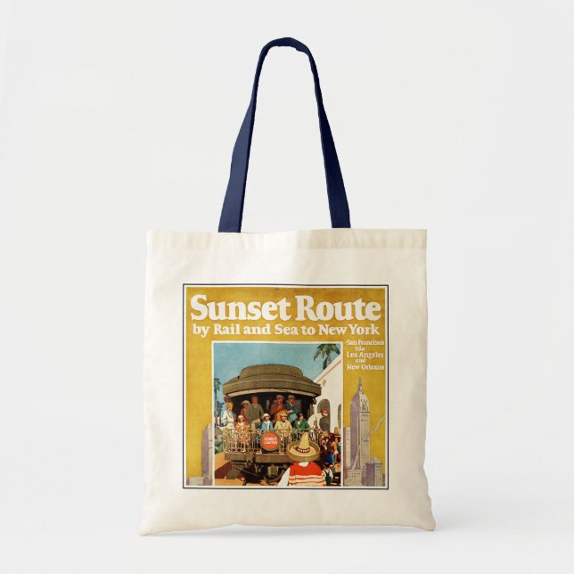 Bolsa Tote Poster de viagens Por Via Ferroviária E Marítima (Frente)