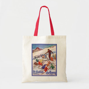 Bolsa Tote Poster do esqui do vintage, rua Anton, Arlberg,