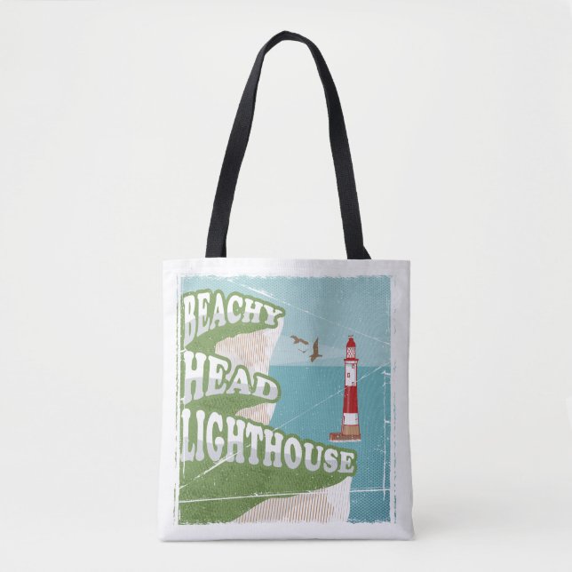 Bolsa Tote Poster do farol da cabeça de praia (Frente)