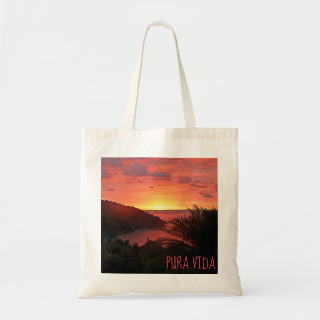 Bolsa Tote Poster do Sizzle II do por do sol de Pura Vida (Frente)