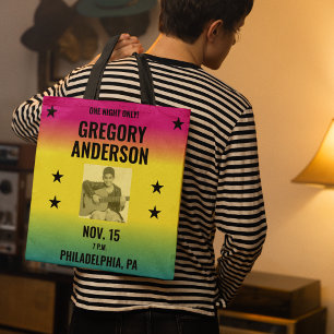 Bolsa Tote Poster do Vintage Ombre Concert com Foto Personali