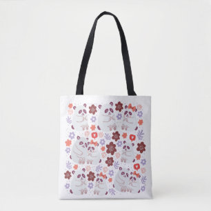 Bolsa Tote Poster quadrado com casais de pandas bonitos apaix