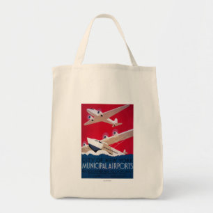 Bolsa Tote Poster vintage municipal do aeroporto da Nova