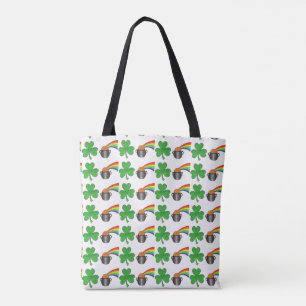 Bolsa Tote Pote da Rua Dourada do Arco-Íris de Shamrock. Dia