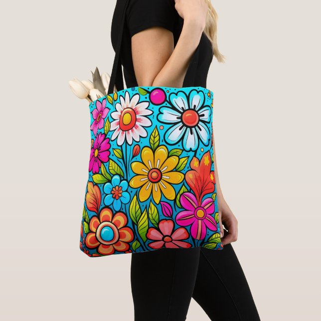 Bolsa Tote Potência das flores do hippie-primavera (Close Up)