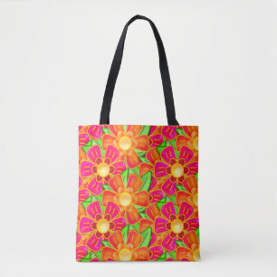 Bolsa Tote Potência de Flor Brilhante para um Hippie Moderno