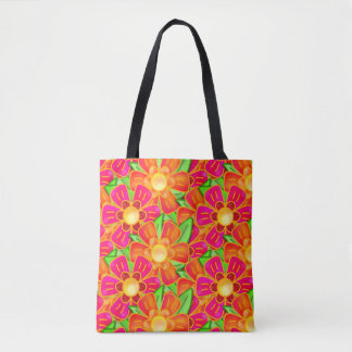 Bolsa Tote Potência de Flor Brilhante para um Hippie Moderno