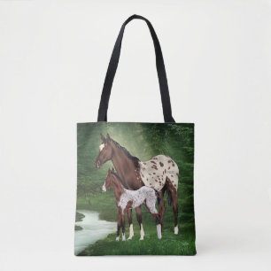 Bolsa Tote Potro de Égua Appaloosa Cavalo Manchado Arte Ocide