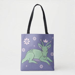 Bolsa Tote Povo de Veado Alien Arte Folclórica Corço Verde