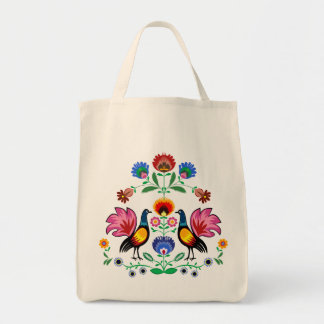 Bolsa Tote Povos poloneses com floral decorativo & os galos