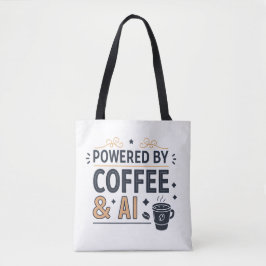Bolsa Tote Powered by Coffee & AI Retro Tech Vector