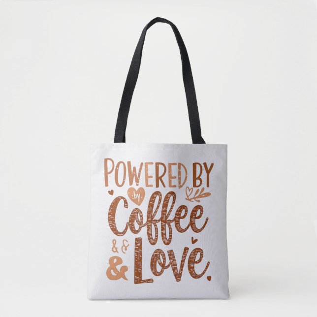 Bolsa Tote Powered by Coffee & Love – Cute Mom Life Design (Frente)